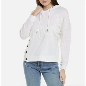 CAbi White Hoodie with Side Snaps